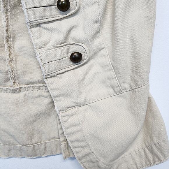 No Boundaries Y2K Military Vest Jr Small 3-5 Beige Distressed Big Buttons Chic - Picture 7 of 11